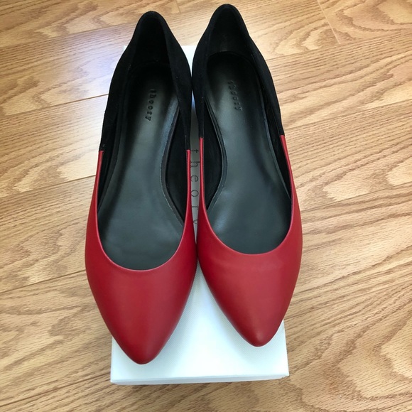 Women’s Theory black/red flat shoes. EU 38.5 - Picture 2 of 5